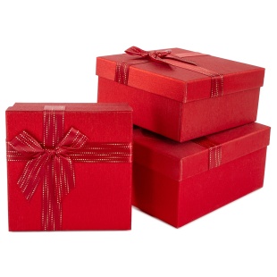Набор коробок Чудесный подарок, Красный, 19*19*9,8 см, 3 шт. в упак. 
