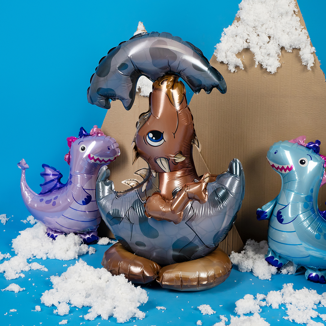 Шар (14''/36 см) Мини-фигура, Дракон, Голубой, 1 шт.