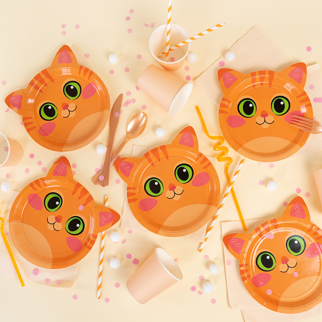 Тарелки (7''/18 см) Объемные Ушки, Котик, 6 шт.