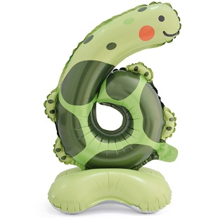 Шар (23''/58 см) Цифра на подставке, 6 Зверята, Черепаха, 1 шт. в уп.