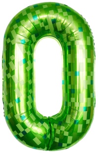 Шар (40''/102 см) Цифра, 0 Пиксели, Зеленый, 1 шт. в уп.
