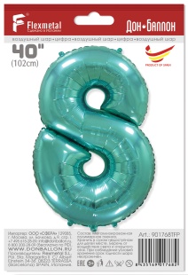 Шар (40''/102 см) Цифра, 8, Тиффани, 1 шт. в уп.