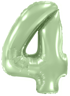 Шар (40''/102 см) Цифра, 4, Мятный, Макарунс, 1 шт. в уп.