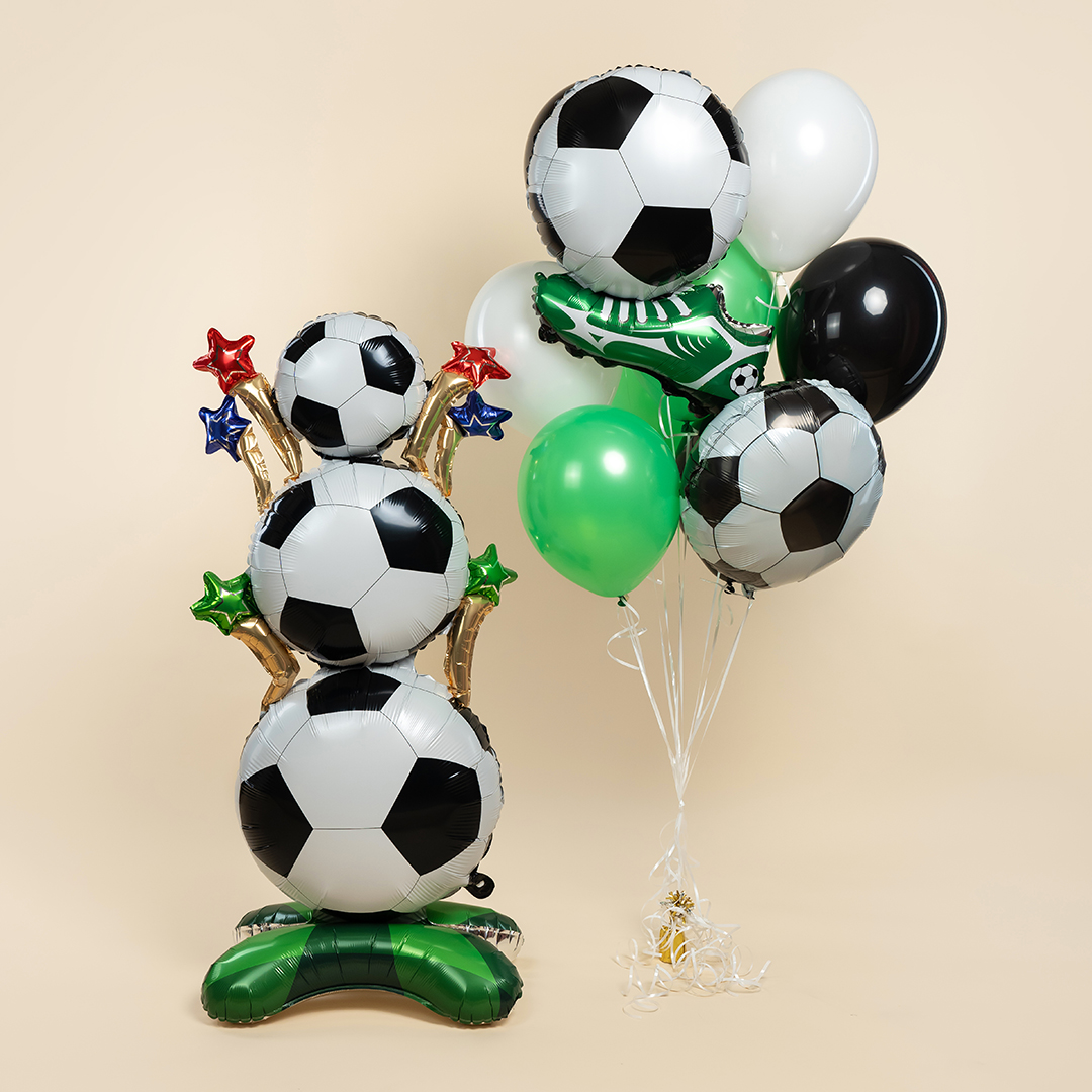 Шар (18''/46 см) Круг, Футбольный мяч, Черный, 1 шт.