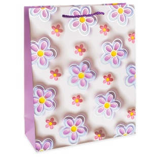 Пакет подарочный, 210гр, Цветочная россыпь, Дизайн №2, Металлик, 41*31*12 см, 1 шт.