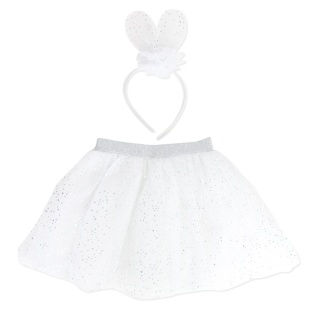 Набор (ободок и юбочка), Зайка, Белый, с блестками, 1 шт. 