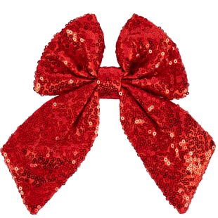 Декоративный бант Праздничные пайетки, Красный, с блестками, 14*18 см, 2 шт. в упак. 