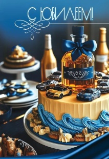 Открытка, С Юбилеем! (торт с автомобилями), 12,2*18,2 см, 10 шт.