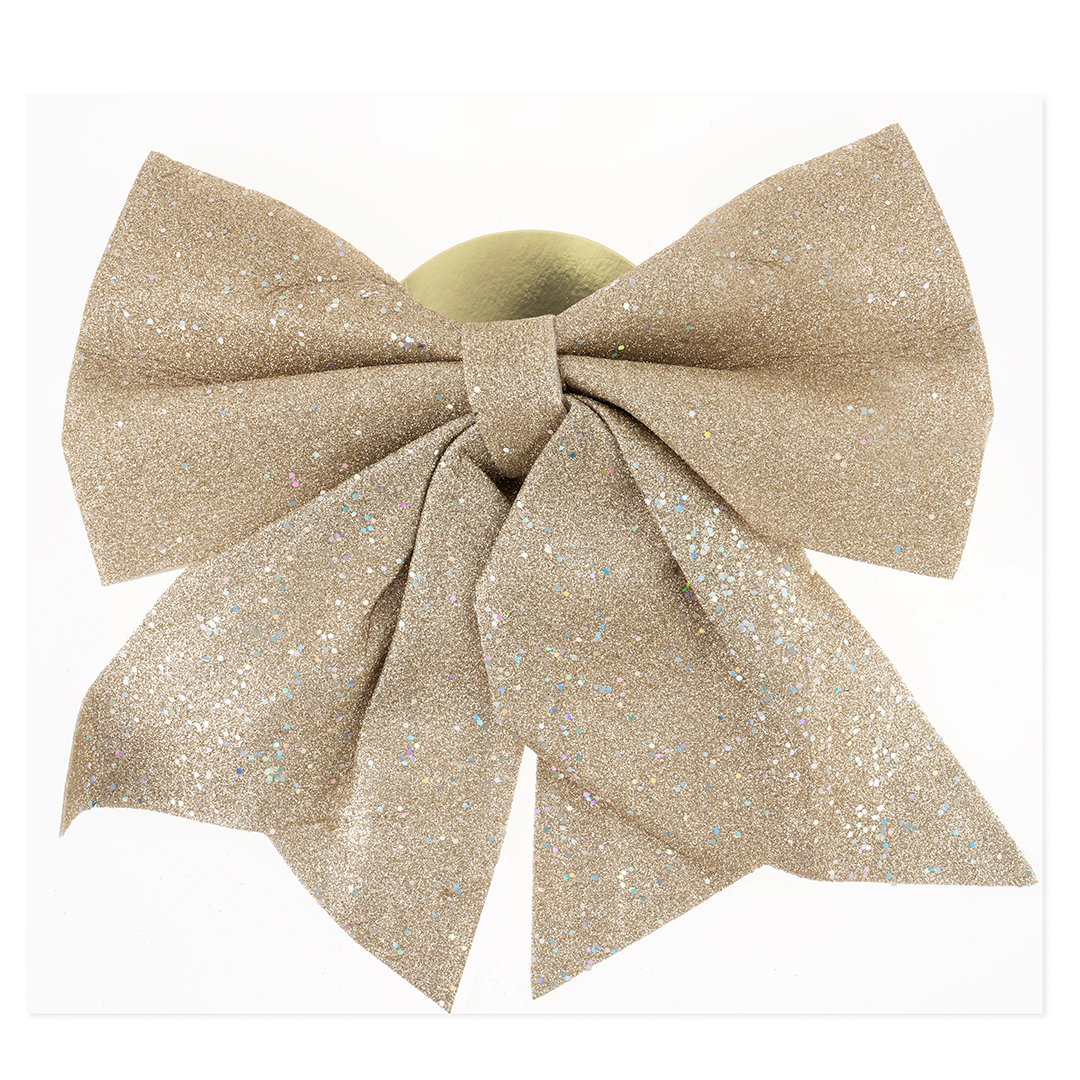 Декоративный бант Праздничный, Шампань, с блестками, 35*40 см, 1 шт. в упак. 
