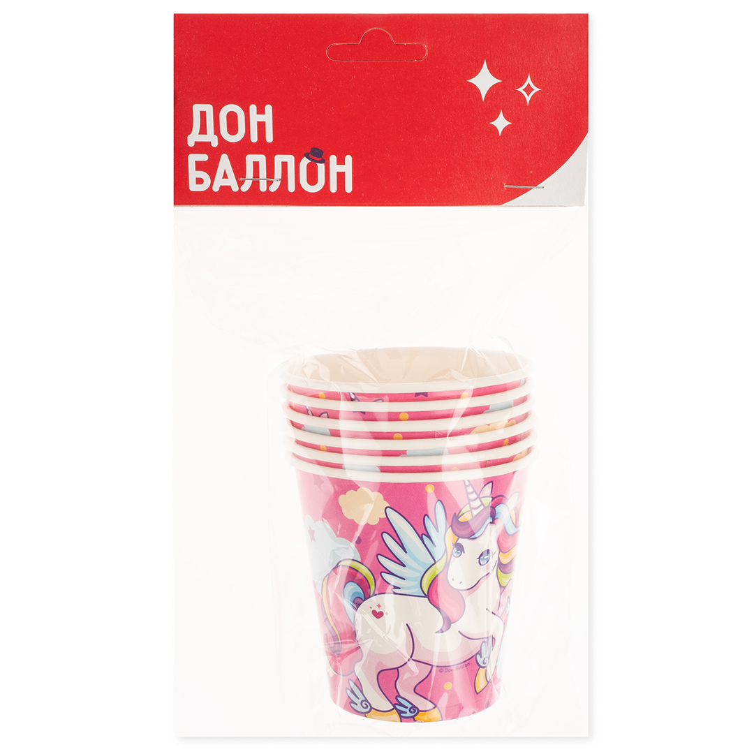Стаканы (250 мл) Милый единорог, Розовый, 6 шт.