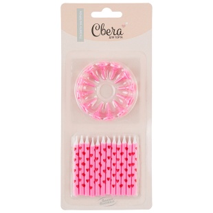 Свечи Сердца, Розовый, 6 см, 12 шт. с держат.