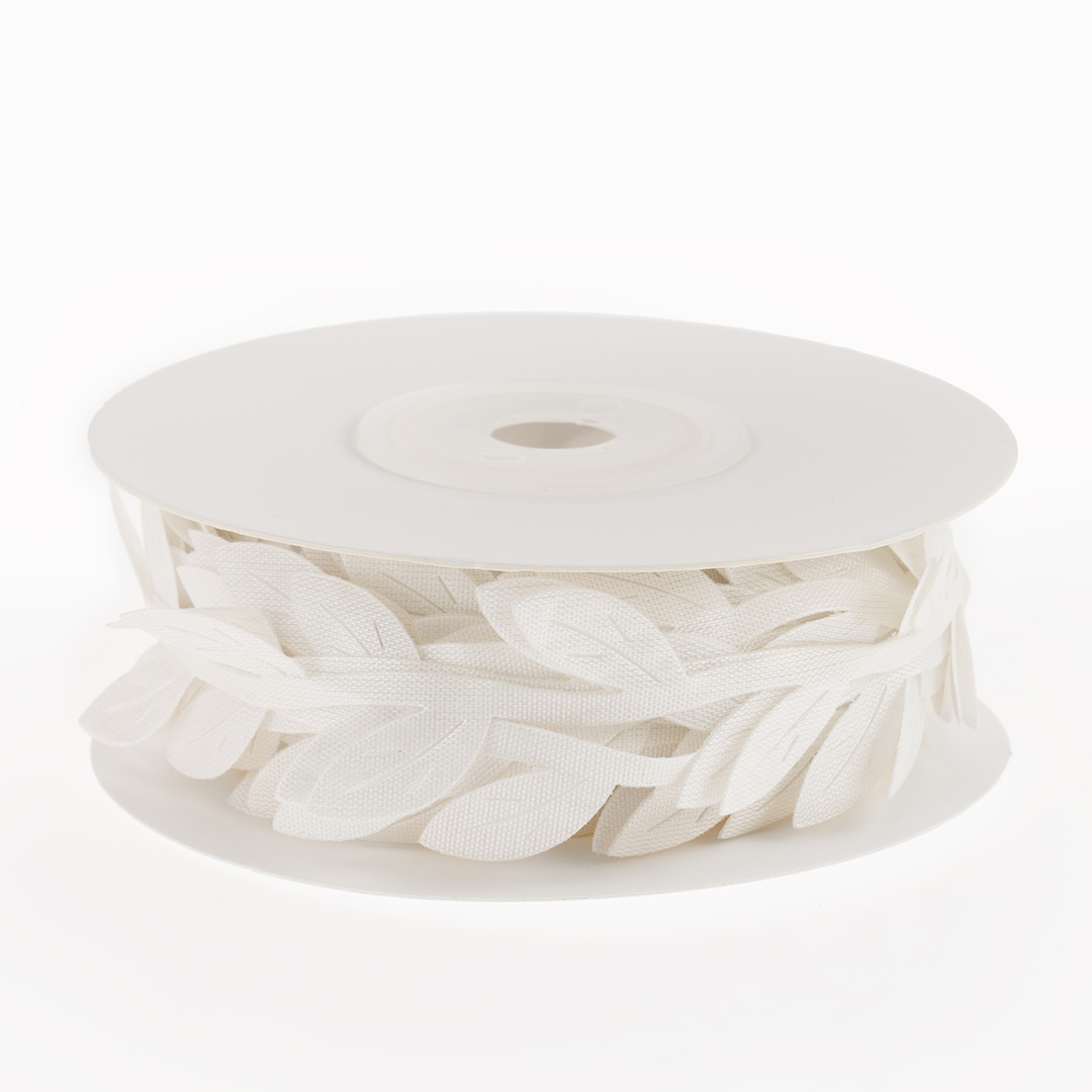 Лента декоративная (2,5 см*10,97 м) Изящные листья, Кремовый, 1 шт.