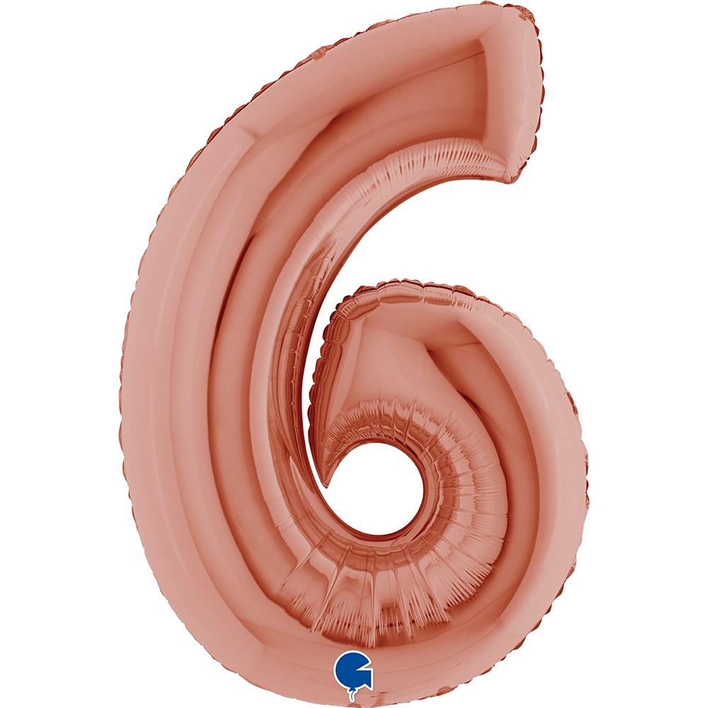 Шар (40''/102 см) Цифра, 6, Розовое Золото, 1 шт.