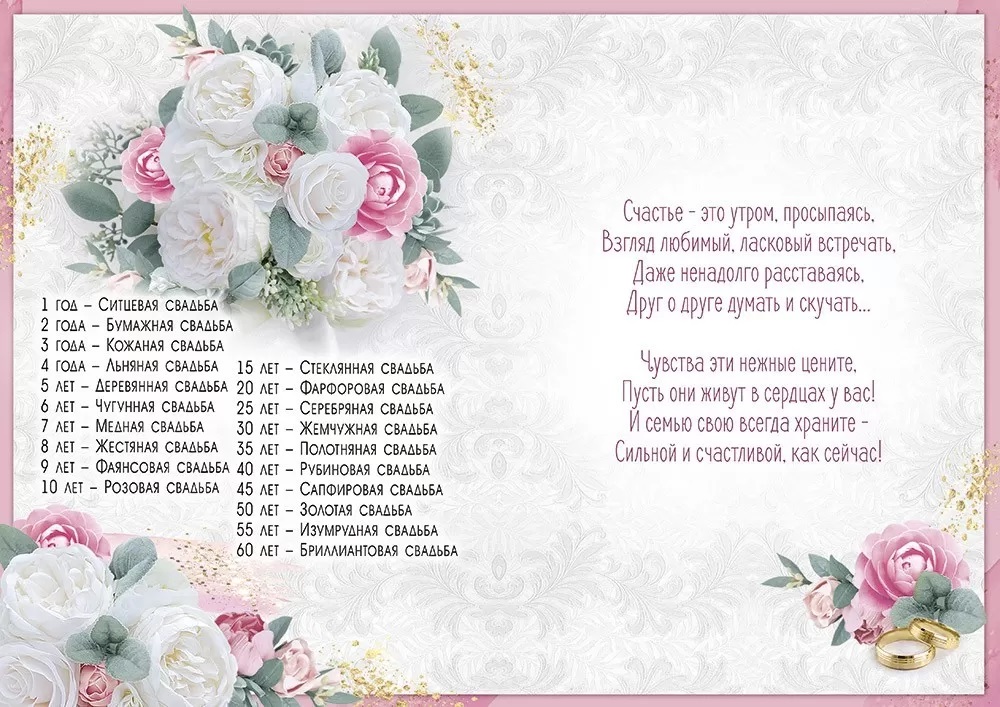 Открытка, С Годовщиной Свадьбы!, Металлик, 19,7*27,7 см, 1 шт.