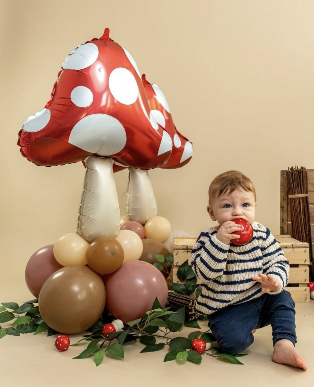 Шар (26''/66 см) Фигура, Гриб Мухомор, Красный, 1 шт.