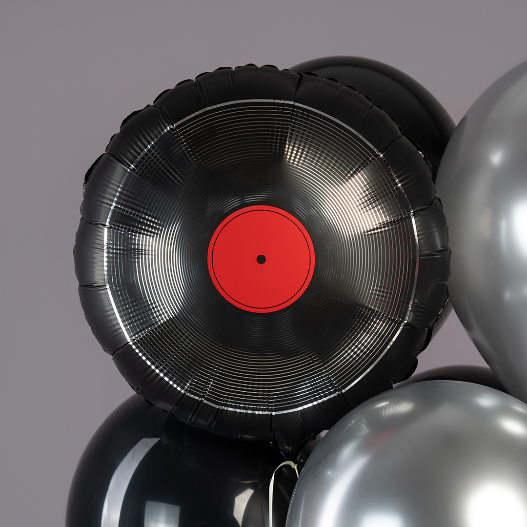 Шар (18''/46 см) Круг, Грампластинка, 1 шт.