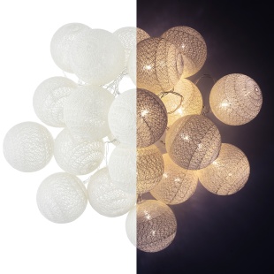 Светодиодная гирлянда Хлопковые клубочки, 20 Led, IP14, 3 м. Кремовый, 1 шт.