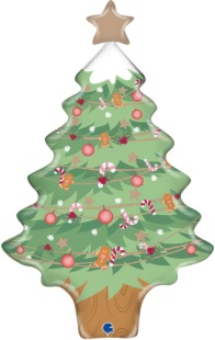 Шар (14''/36 см) Мини-фигура, Новогодняя елочка, 1 шт.