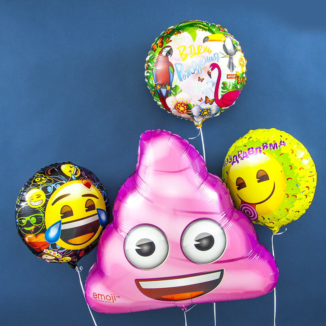 Шар (31''/79 см) Фигура, Мороженое Emoji, Розовый, 1 шт. в уп.