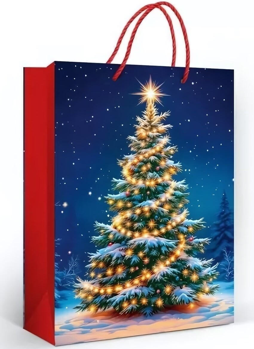 Пакет подарочный, Новогодняя елка, 31*22 см, 1 шт.
