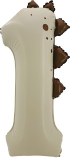 Шар (42''/107 см) Цифра, 1 Динозаврик, Бежевый, Сатин, 1 шт. в уп.