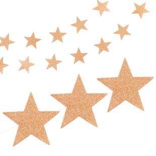 Гирлянда-подвеска Звезда, Розовое Золото, с блестками, 200 см, 7 см*20 шт, 1 упак.