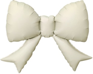 Шар с клапаном (21''/53 см) Фигура, Бант (надув воздухом), Кремовый, Сатин, 5 шт. в уп.