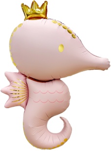 Шар (42''/107 см) Фигура, Морской конек, Светло-розовый, Сатин, 1 шт.