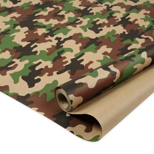 Упаковочная бумага, Крафт 60гр (0,68*10 м) Камуфляж, Зеленый, 1 шт.