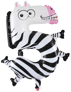 Шар с клапаном (16''/41 см) Мини-цифра, 5 Зебра, 1 шт.