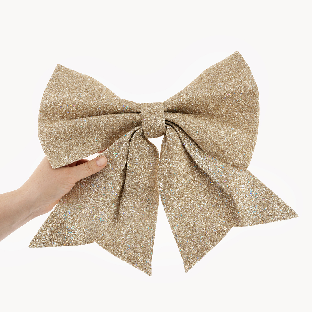 Декоративный бант Праздничный, Шампань, с блестками, 35*40 см, 1 шт. в упак. 