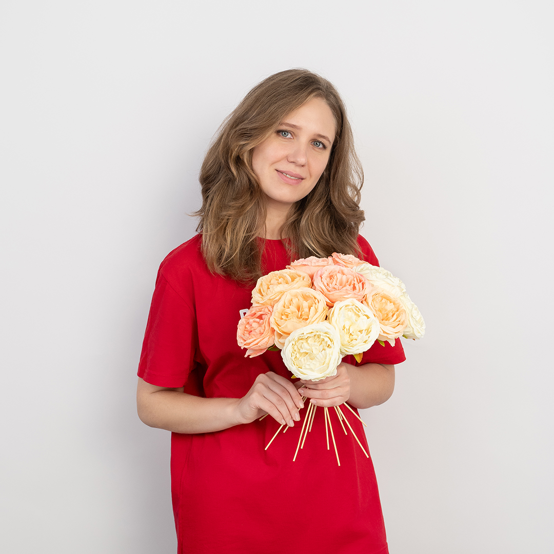 Пионовидная роза (бутон), искусственная, Розовый, 9 см, 3 шт. в упак. 