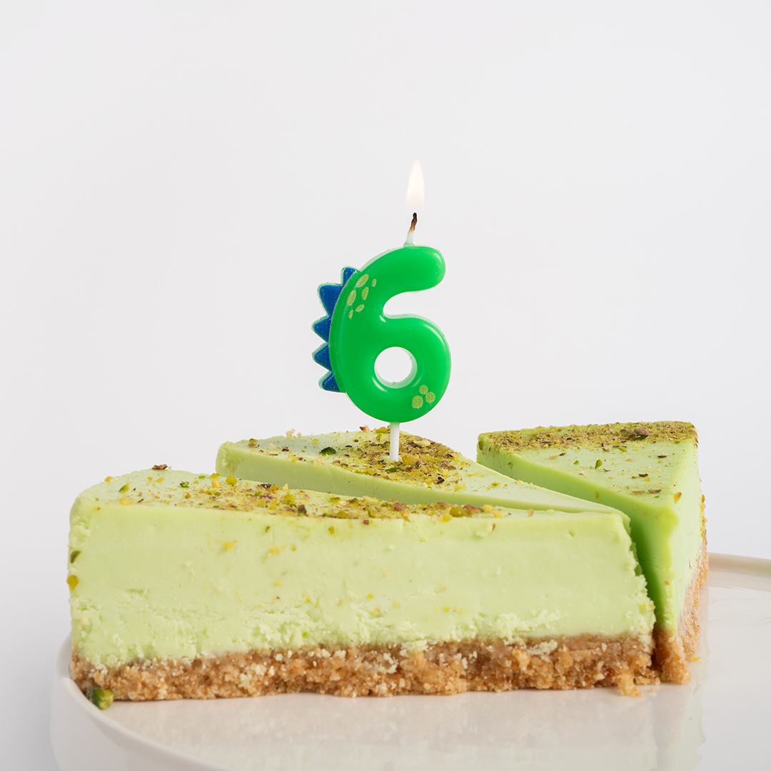 Свеча Цифра, 6 Динозаврик, 3,5*4,5 + 2,5 см, 1 шт. с держат.