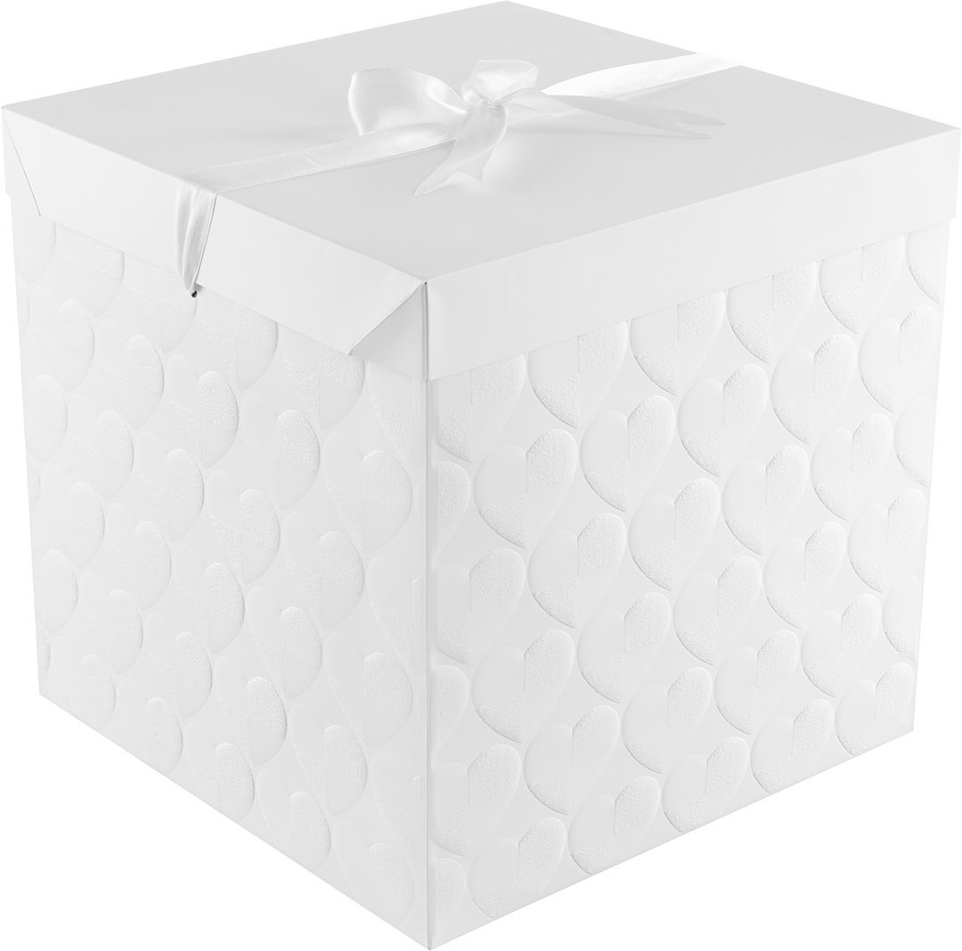 Коробка складная, 350гр, Фактурные сердца, Белый, 30*30*30 см, 1 шт. в упак. 