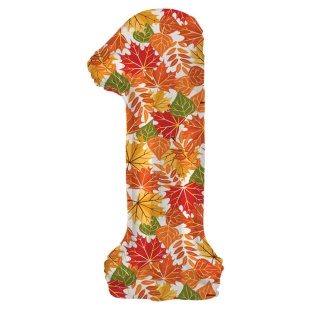 Шар (34''/86 см) Цифра, 1 Сентября, Осенние листья, 1 шт. в уп.