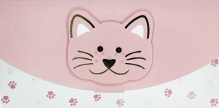 Конверт для денег 3D, Милая кошечка, Металлик, 1 шт.