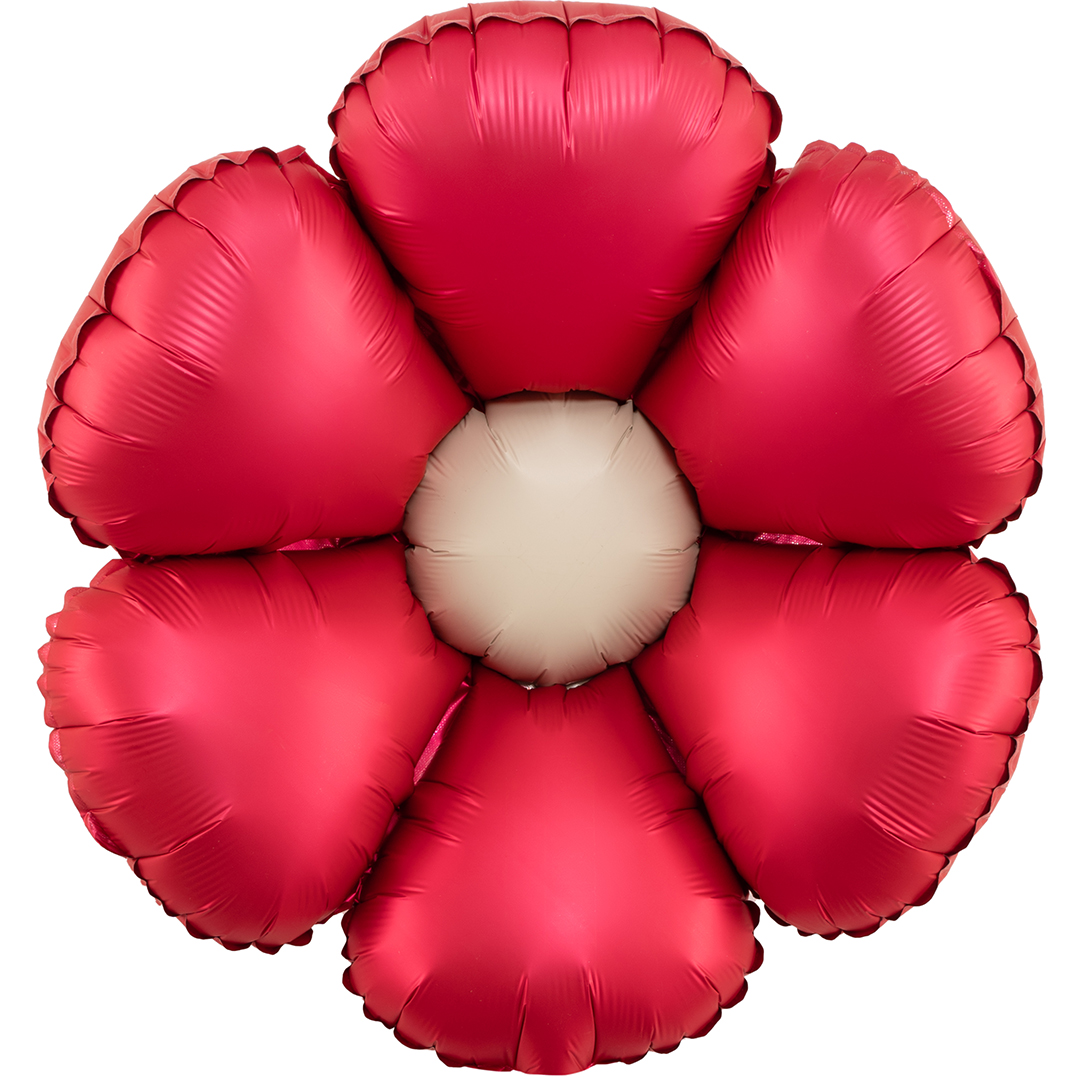 Шар (24''/61 см) Цветок, Ромашка (надув воздухом), Красный, Сатин, 1 шт. в уп.