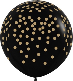 Шар (36''/91 см) Золотое конфетти, Черный (080), пастель, 5 ст, 1 шт.