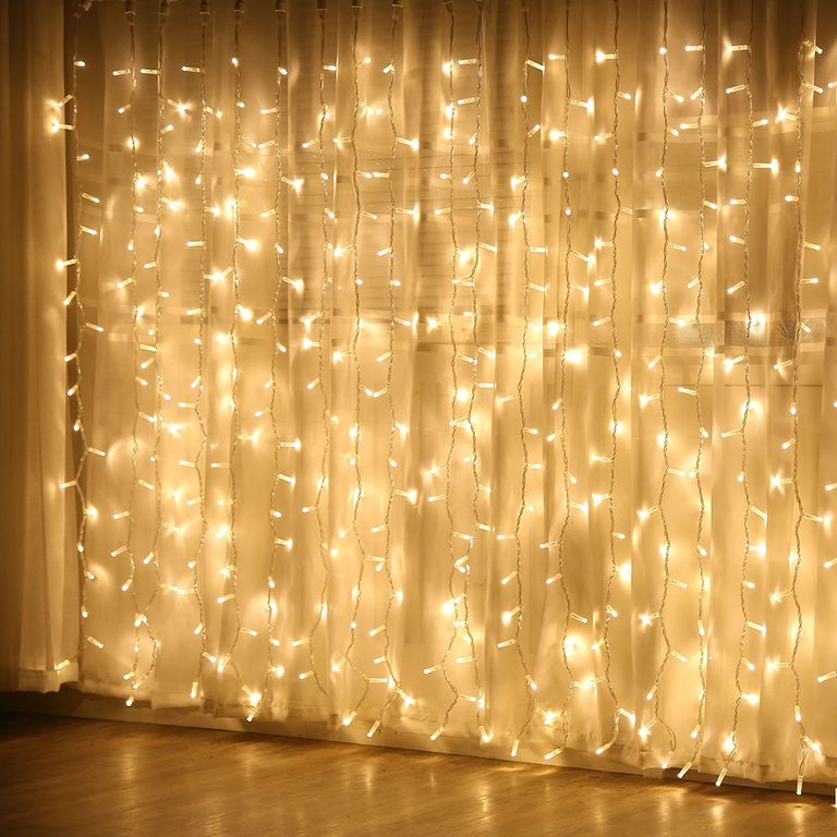 Светодиодная гирлянда, Занавес 300 Led, 8 режимов, IP14, 3*3 м. Теплый белый, 1 шт.