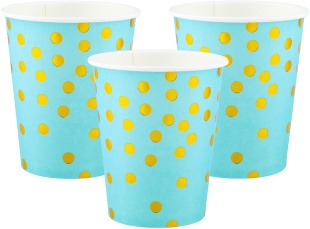 Стаканы (250 мл) Конфетти, Голубой/Золото, Металлик, 6 шт.