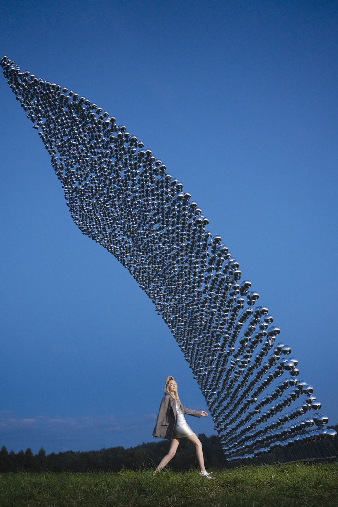 Шар 3D (32''/81 см) Сфера, Серебро, 1 шт.