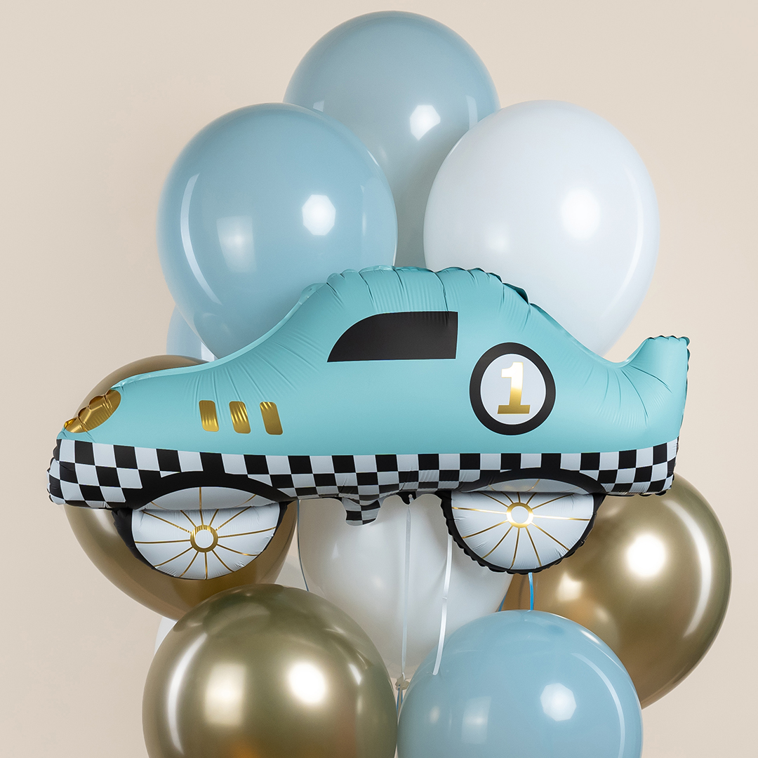 Шар (30''/76 см) Фигура, Гоночная машинка, Голубой, 1 шт.
