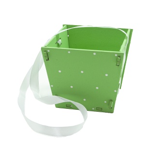 Декоративный ящик Кашпо, Белые точки, Салатовый, 11*10*9 см, 1 шт. 