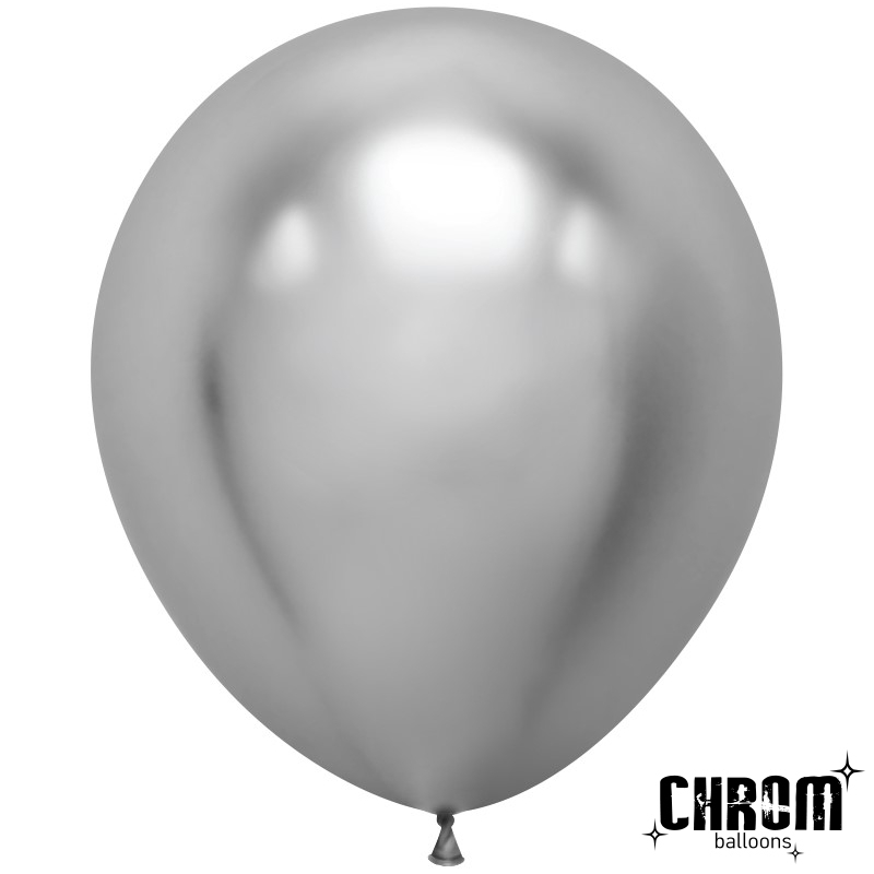 Шар (18''/46 см) Серебро, хром, 10 шт.