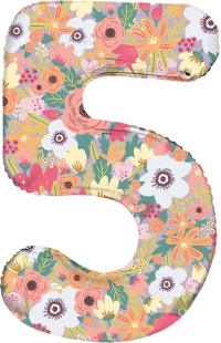 Шар (34''/86 см) Цифра, 5 Цветочный вальс, 1 шт. в уп.