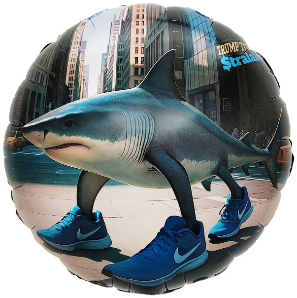 Шар (18''/46 см) Круг, Акула, 1 шт.