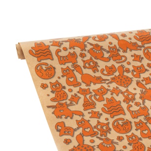 Упаковочная бумага, Крафт (0,7*1 м) Кошки-мышки, 1 шт.