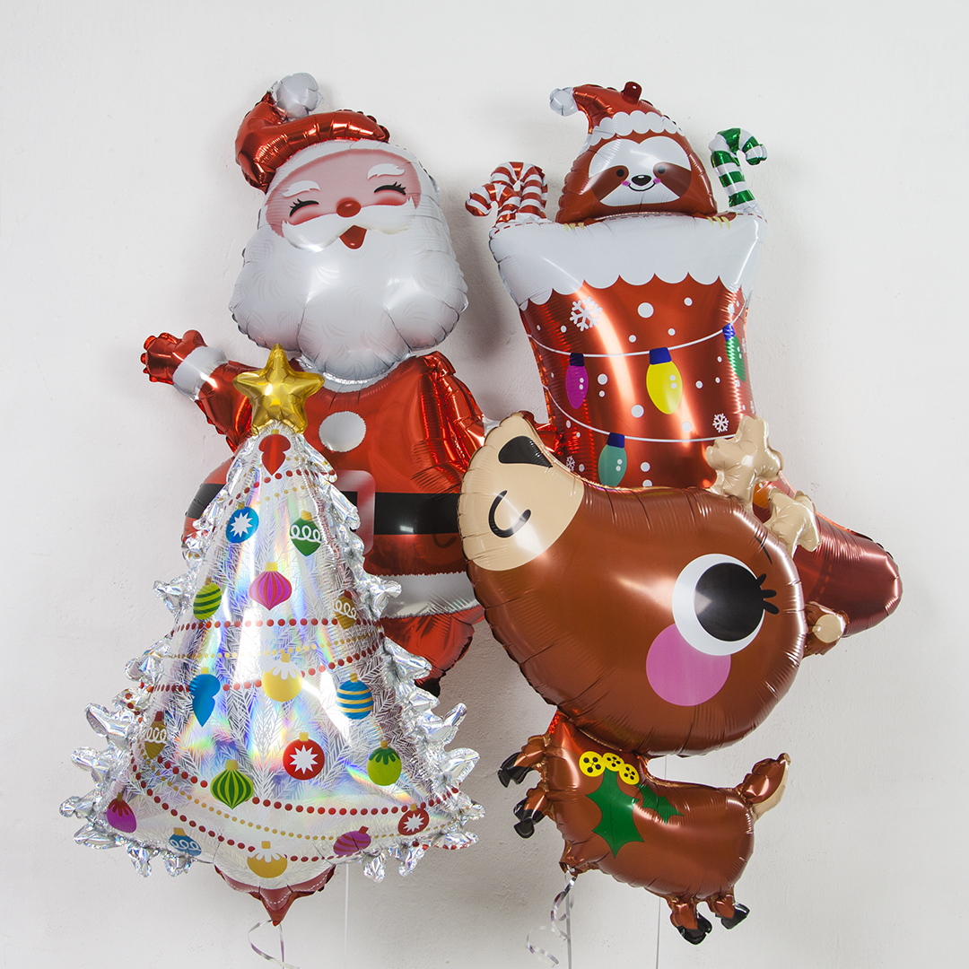 Шар (32''/81 см) Фигура, Новогодняя елка, Серебро, Голография, 1 шт.