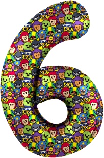 Шар (34''/86 см) Цифра, 6 Game Party, 1 шт. в уп.