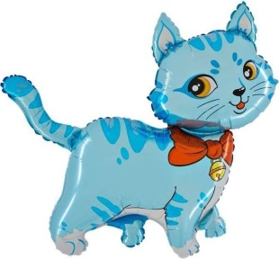 Шар (13''/33 см) Мини-фигура, Милый котенок, Голубой, 1 шт.